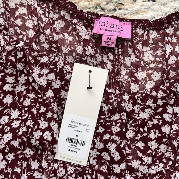 NWT Francesca’s Long-sleeve  Burgundy Floral Romper - Picture 4 of 5